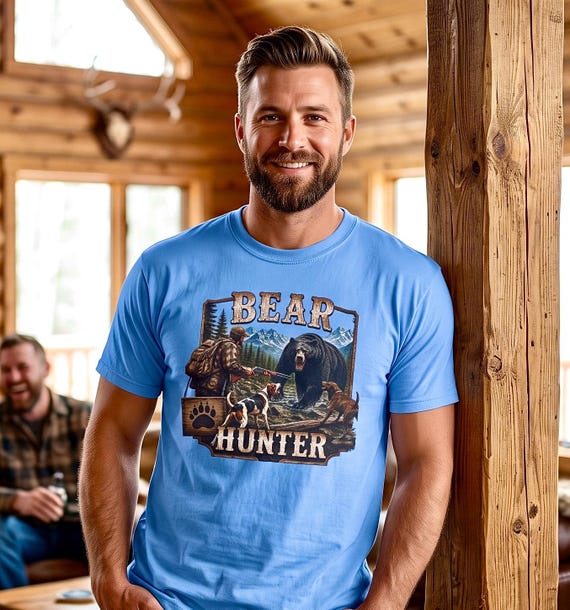 Bear Hunter Shirt, Black Bear Hunting Graphic Tee additional view 7