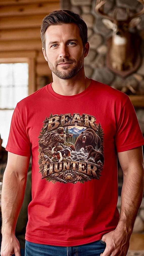 Bear Hunter Shirt, Black Bear Hunting Graphic Tee additional view 8