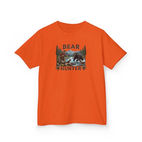 Youth Bear Hunter Shirt, Kids Hunting Graphic Tee additional view 10