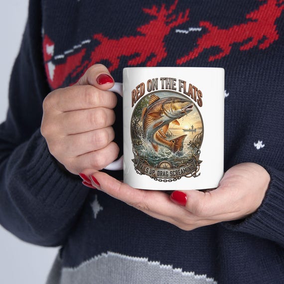 Redfish Red On The Flats Mug inshore saltwater angler coffee cup additional view 8
