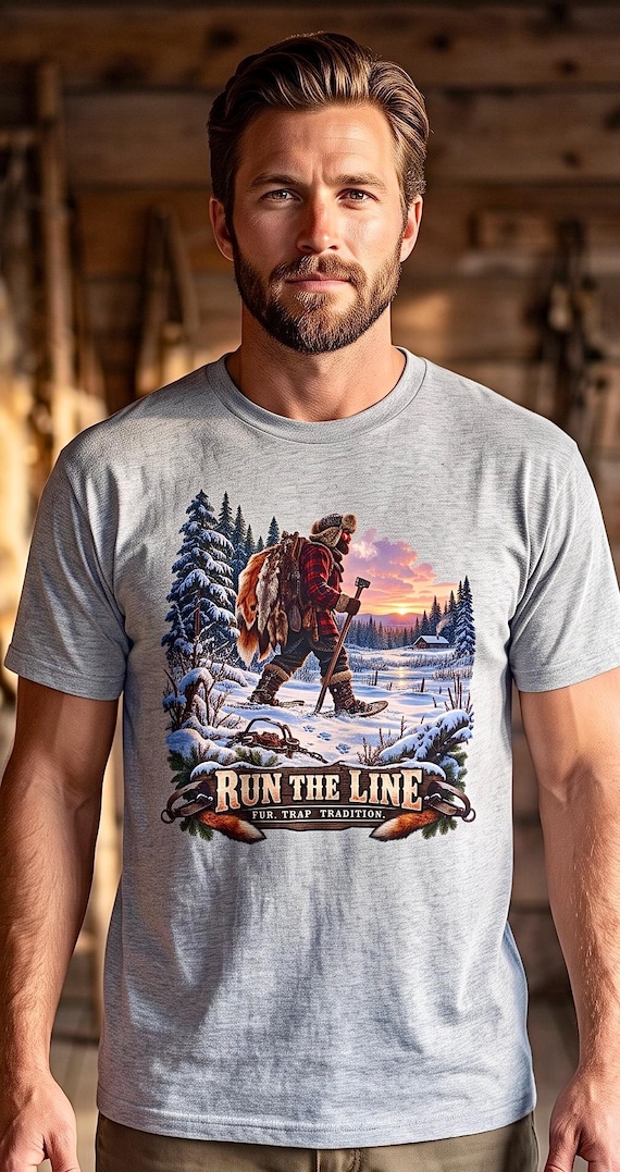 Run The Line Fur Trapper Tee trapline mountain man additional view 4