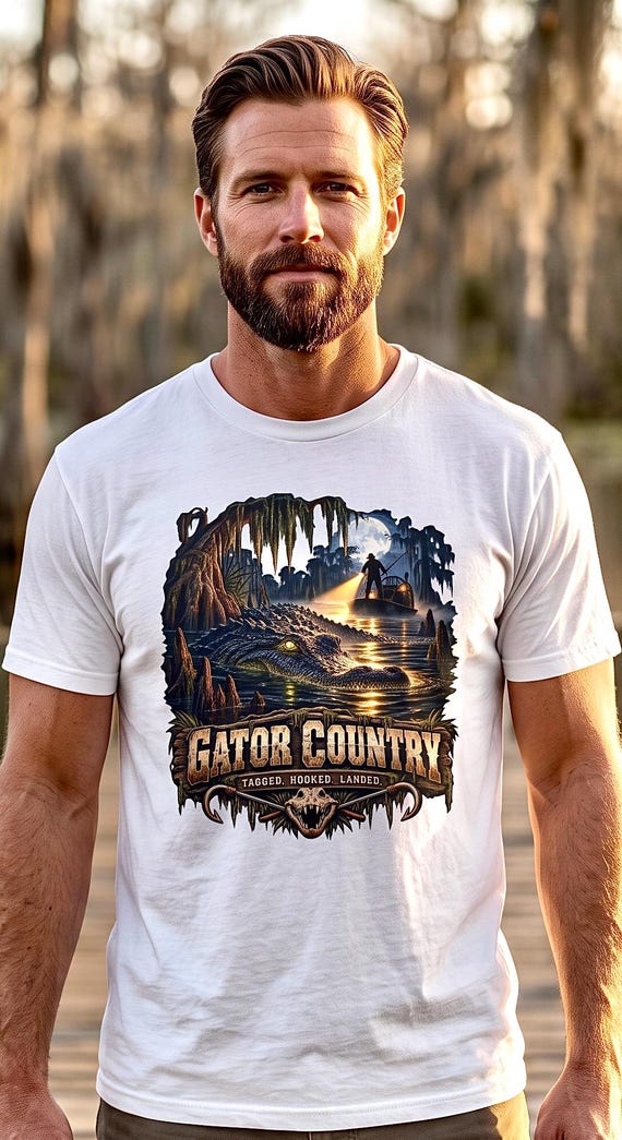 Gator Country Alligator Hunting Tee swamp hunter additional view 5
