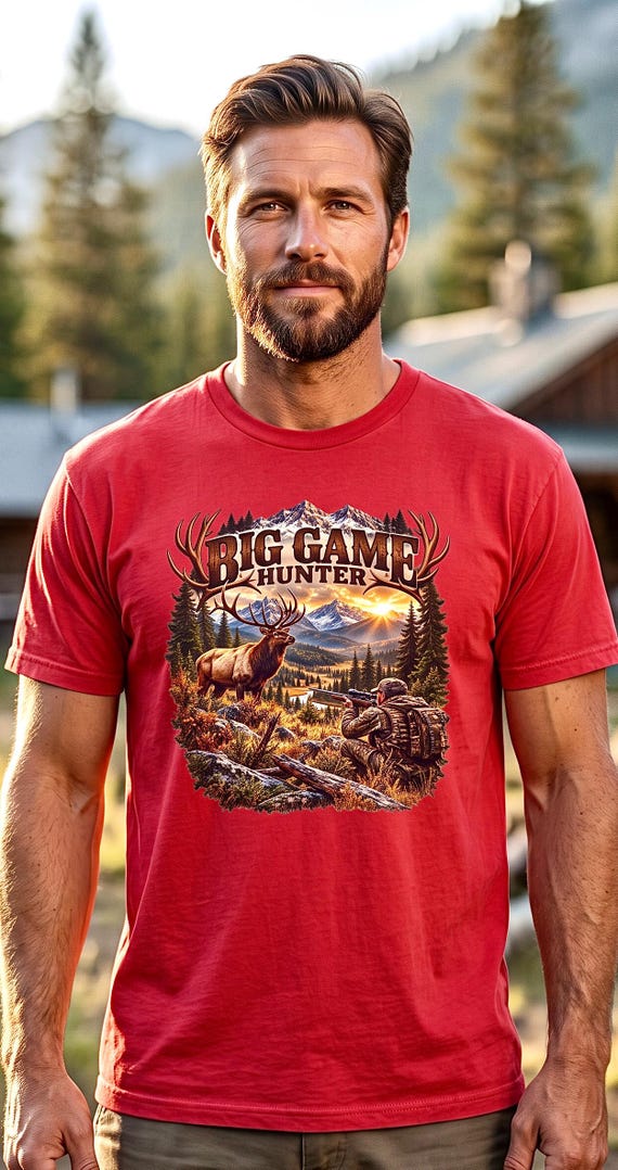 Elk Hunting Shirt, Big Game Hunter Graphic Tee additional view 7