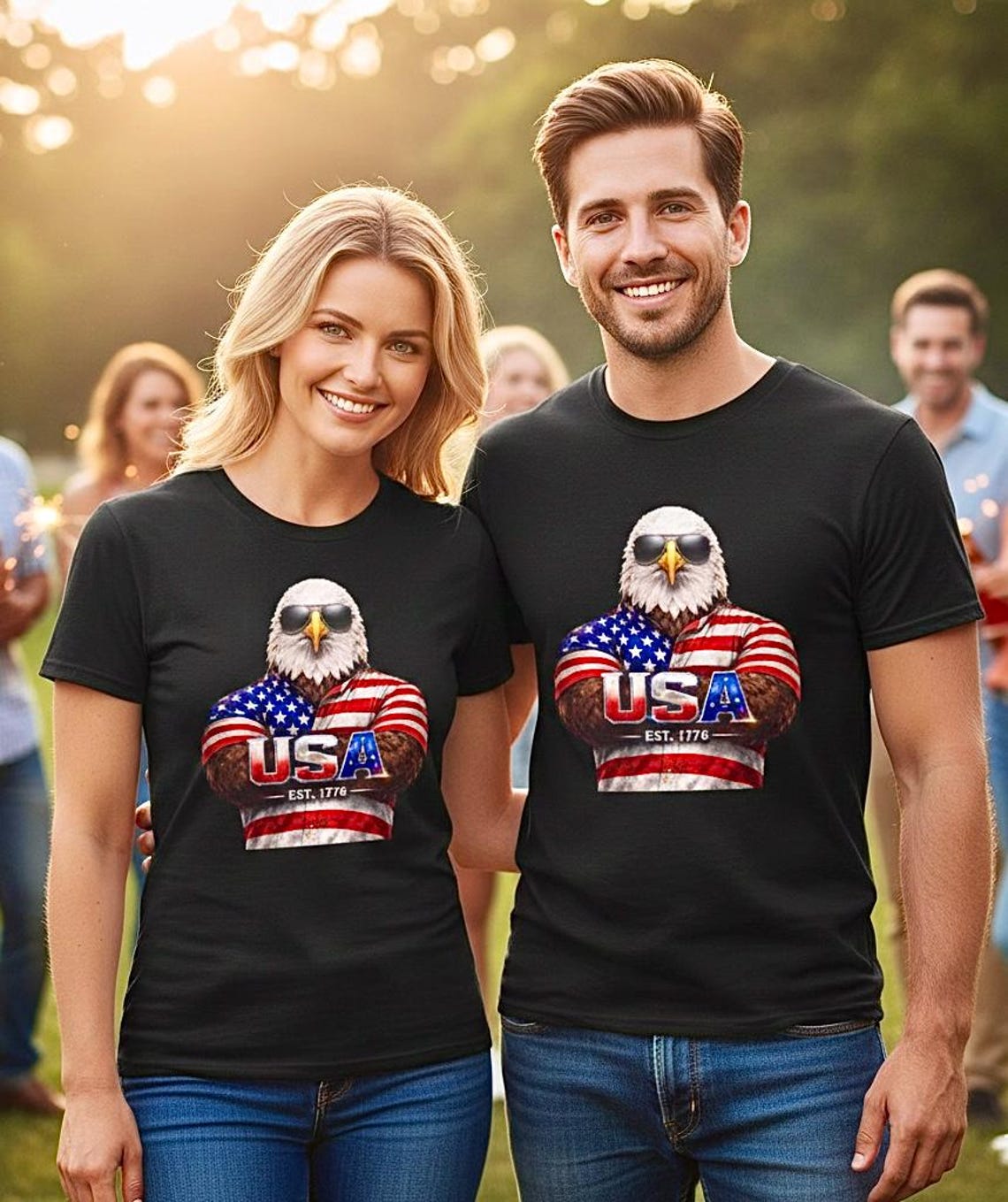 Patriotic Bald Eagle USA 250th Shirt, Est 1776 American Flag Graphic Tee product photo