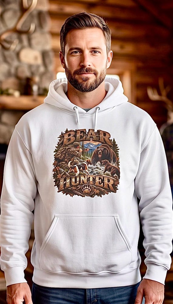 Bear Hunter Hoodie, Black Bear Hunting Sweatshirt additional view 3