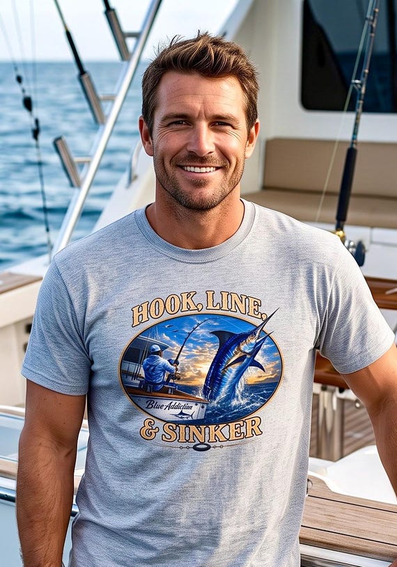 Hook Line and Sinker Blue Marlin Fishing Shirt additional view 4