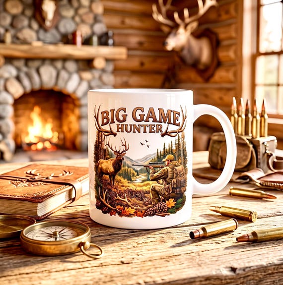 Elk Hunting Mug, Big Game Hunter Coffee Cup product photo