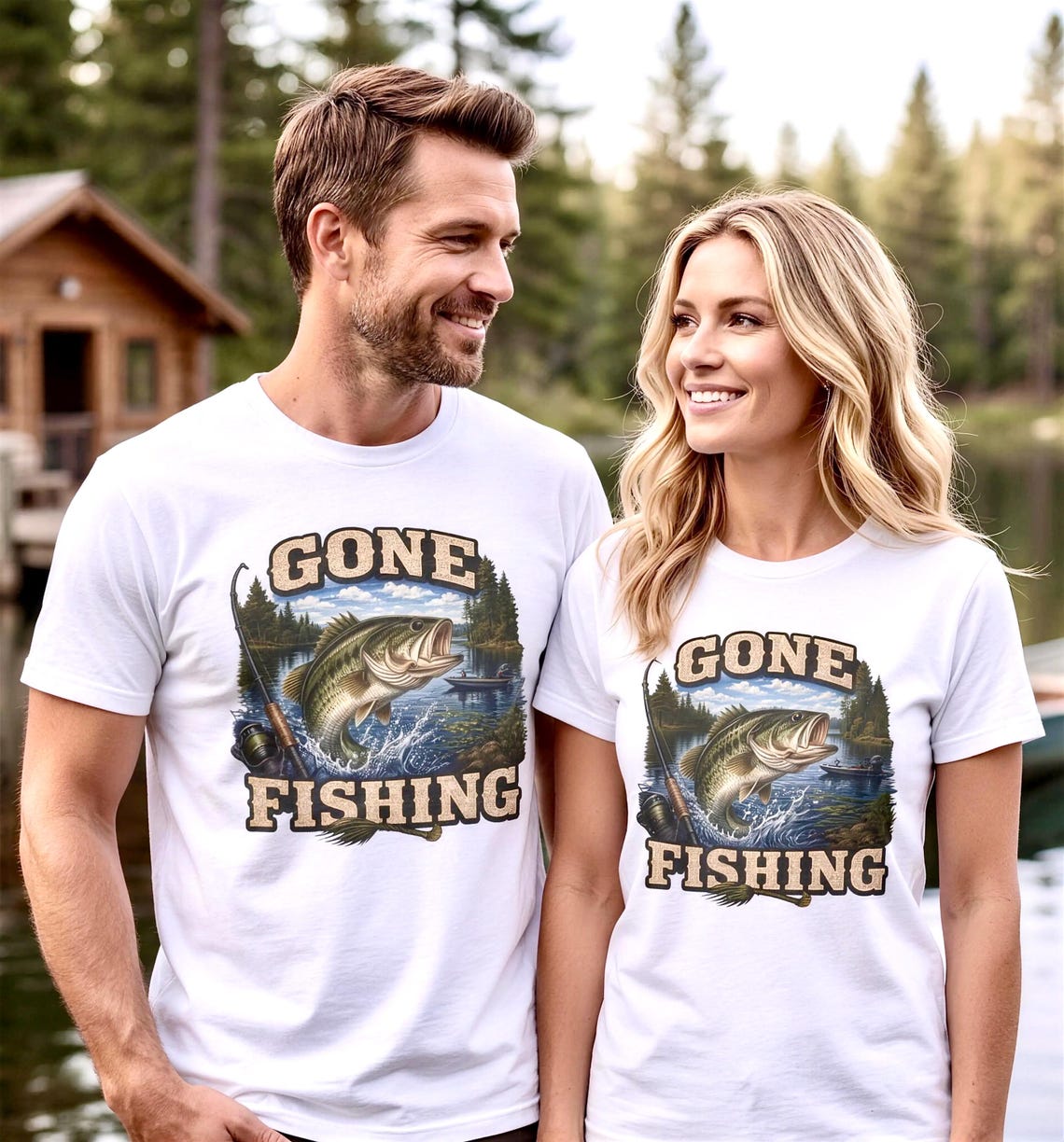 Largemouth Bass Gone Fishing Graphic TShirt product photo