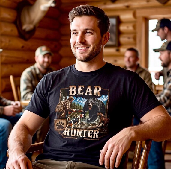Bear Hunter Shirt, Black Bear Hunting Graphic Tee additional view 3