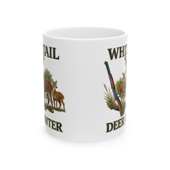Whitetail Deer Hunter Mug, Buck and Rifle Hunting Coffee Cup additional view 9