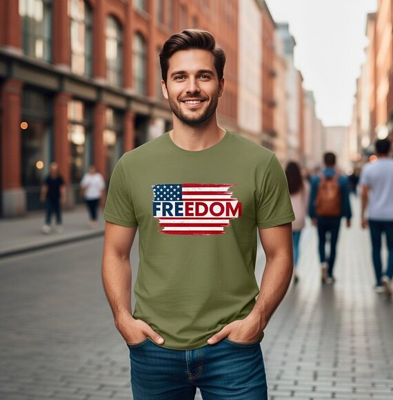 Patriotic Freedom Shirt, Distressed American Flag USA Tee additional view 6