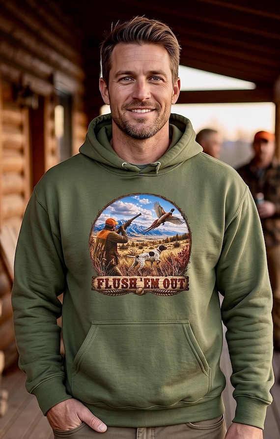 Pheasant Hunting Hoodie, Upland Bird Hunter Sweatshirt additional view 3