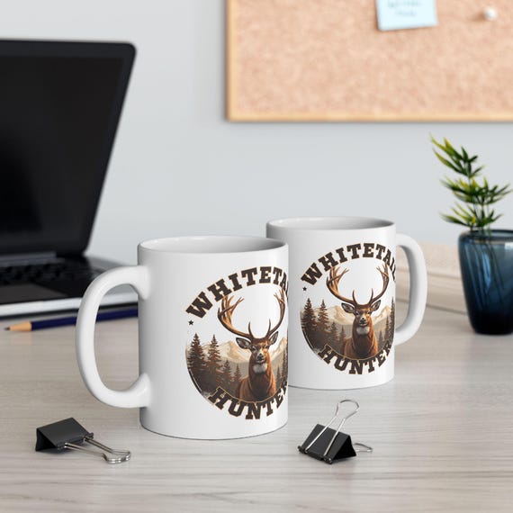 Whitetail Deer Hunter Mug, Deer Hunter Coffee Cup additional view 2