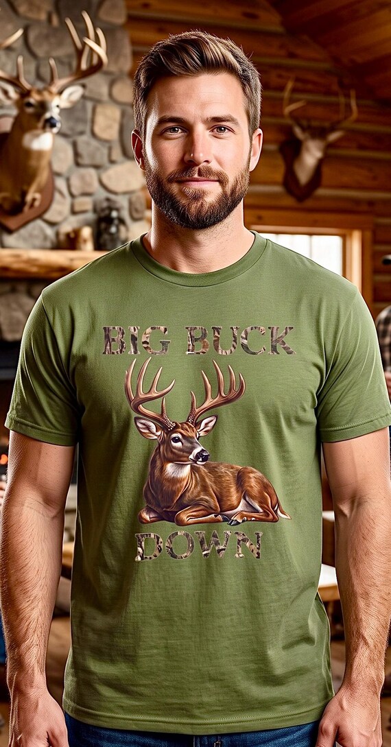 Big Buck Down Shirt, Whitetail Deer Hunter Tee additional view 5