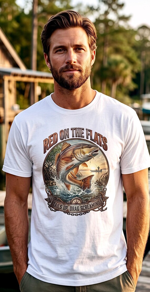 Red On The Flats Redfish Fishing Tee inshore saltwater angler shirt additional view 5