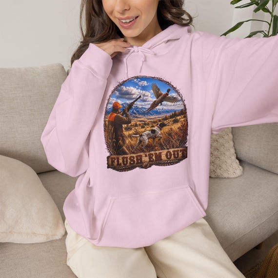 Pheasant Hunting Hoodie, Upland Bird Hunter Sweatshirt additional view 9