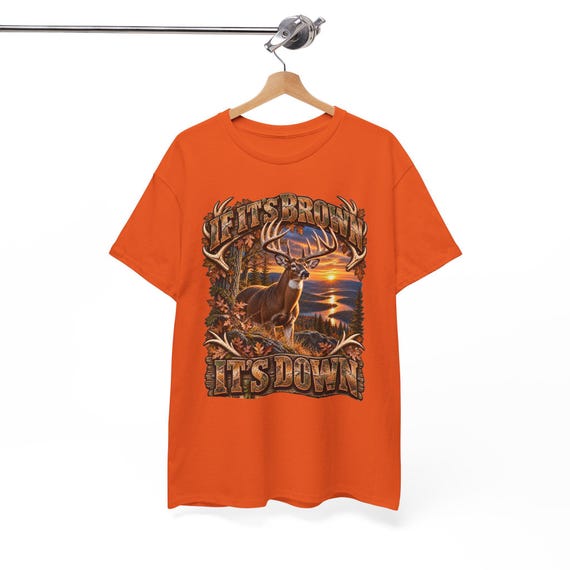 If It's Brown It's Down Whitetail Deer Hunter Tee whitetail buck hunting shirt additional view 6