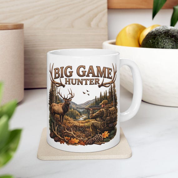 Elk Hunting Mug, Big Game Hunter Coffee Cup additional view 3