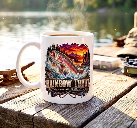 Rainbow Trout Drift Set Chaos Mug river trout fishing coffee cup product photo