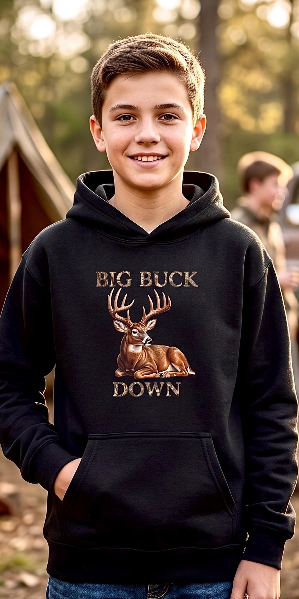 Big Buck Down Youth Hoodie product photo