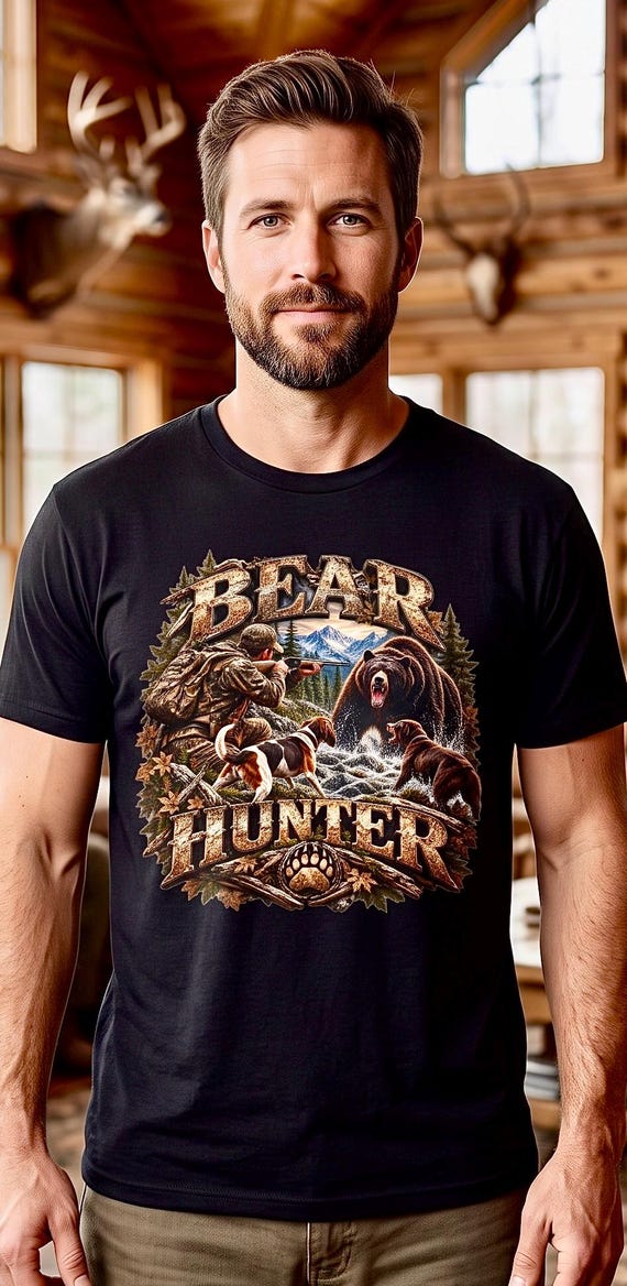 Bear Hunter Shirt, Black Bear Hunting Graphic Tee additional view 2