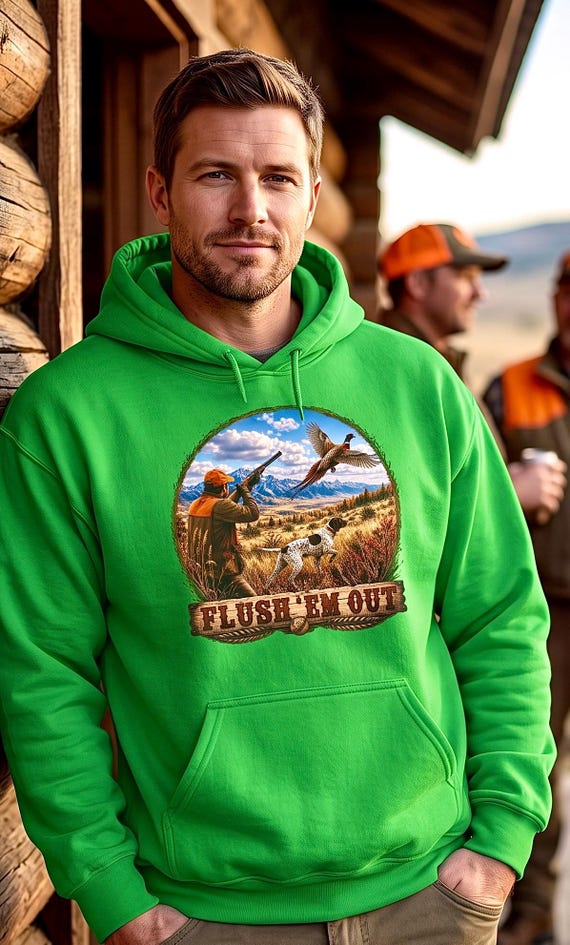 Pheasant Hunting Hoodie, Upland Bird Hunter Sweatshirt additional view 7