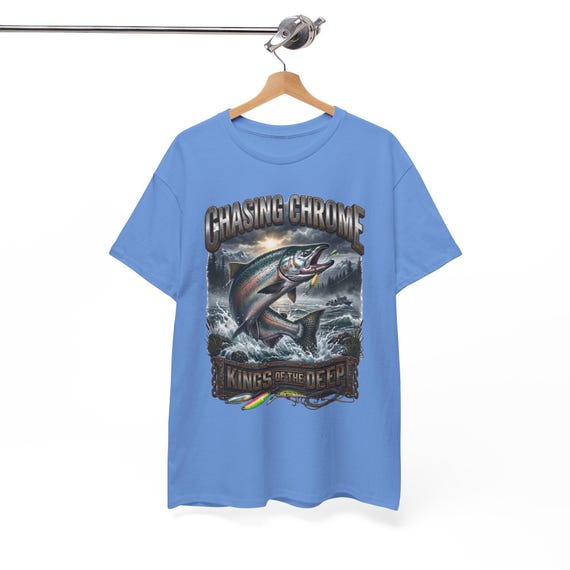 Salmon Chasing Chrome Kings Of The Deep Tee king salmon fishing shirt additional view 2