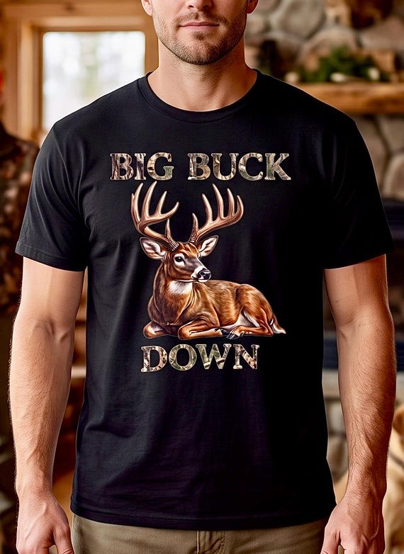 Big Buck Down Shirt, Whitetail Deer Hunter Tee product photo