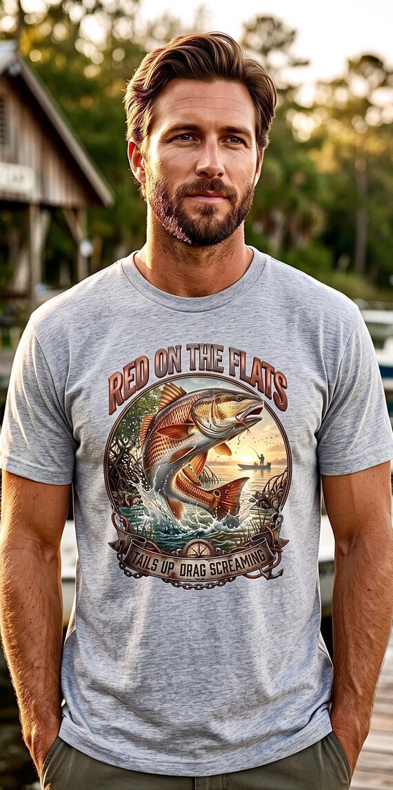 Red On The Flats Redfish Fishing Tee inshore saltwater angler shirt additional view 3