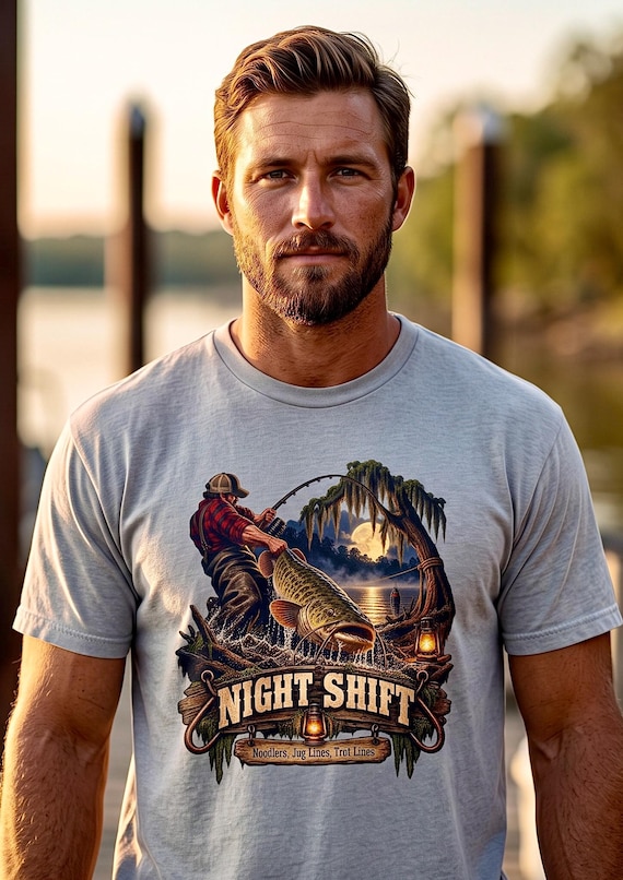 Night Shift Catfishing Tee noodler jug line trotline additional view 2