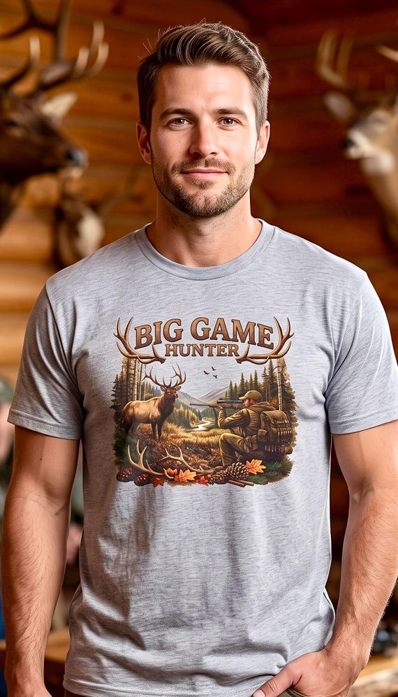Elk Hunting Shirt, Big Game Hunter Graphic Tee additional view 6