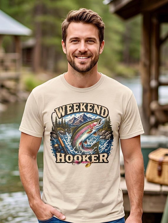 Funny Fishing Shirt, Rainbow Trout Fly Fishing Graphic Tee additional view 5
