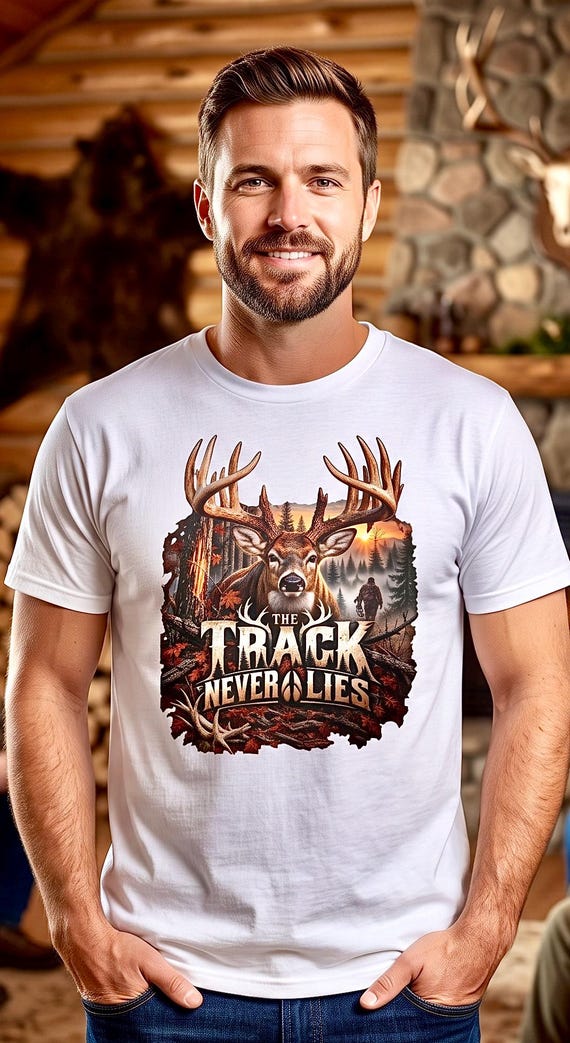 The Track Never Lies Whitetail Buck Hunter Tee blood tracker additional view 7