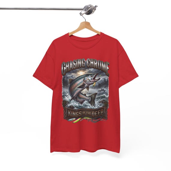 Salmon Chasing Chrome Kings Of The Deep Tee king salmon fishing shirt additional view 10