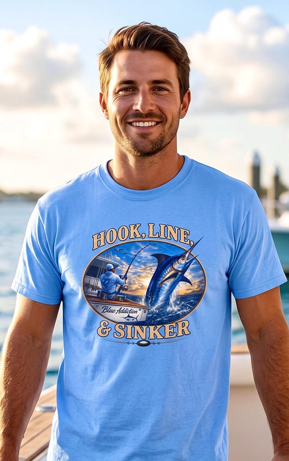 Hook Line and Sinker Blue Marlin Fishing Shirt additional view 3