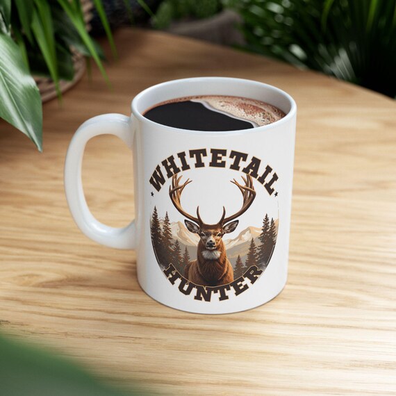 Whitetail Deer Hunter Mug, Deer Hunter Coffee Cup additional view 5