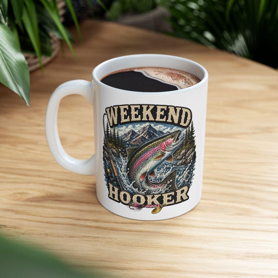 Funny Fishing Mug for Men, Rainbow Trout Fly Fishing Coffee Cup additional view 5