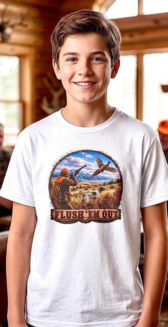Flush Em Out Kids Shirt pheasant hunting additional view 3