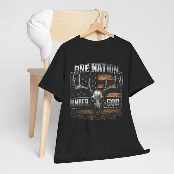 Whitetail American Flag One Nation Under God Shirt additional view 5