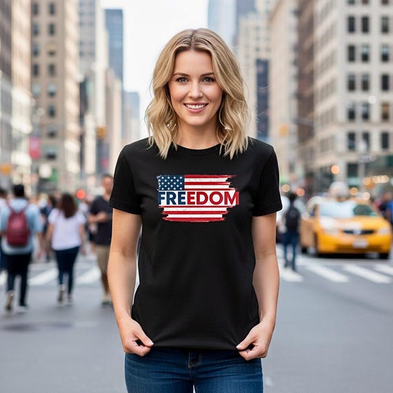 Patriotic Freedom Shirt, Distressed American Flag USA Tee additional view 5