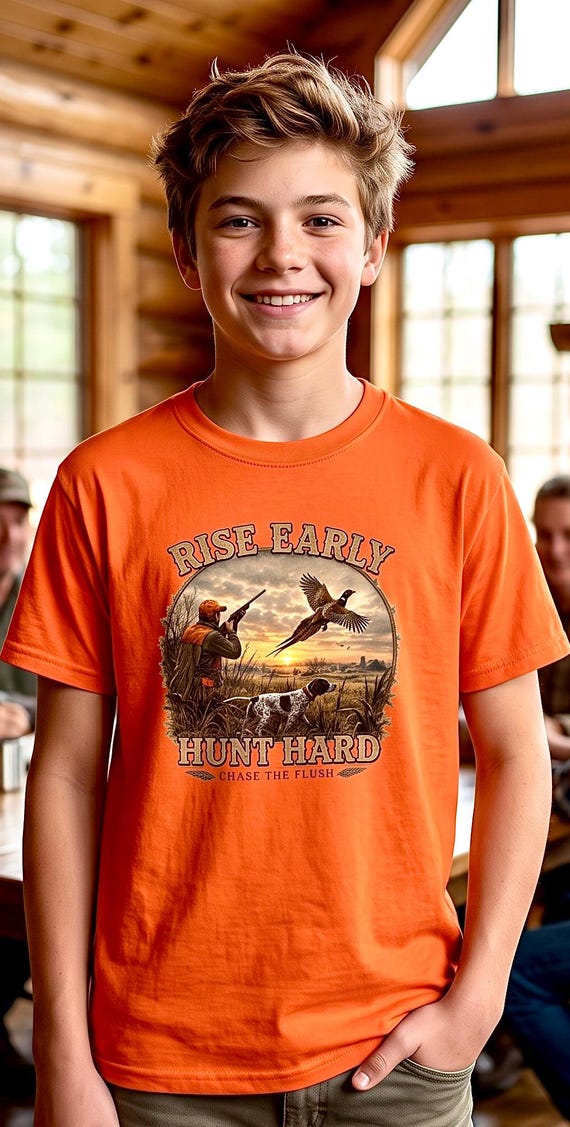 Rise Early Hunt Hard Kids Shirt pheasant hunting additional view 4
