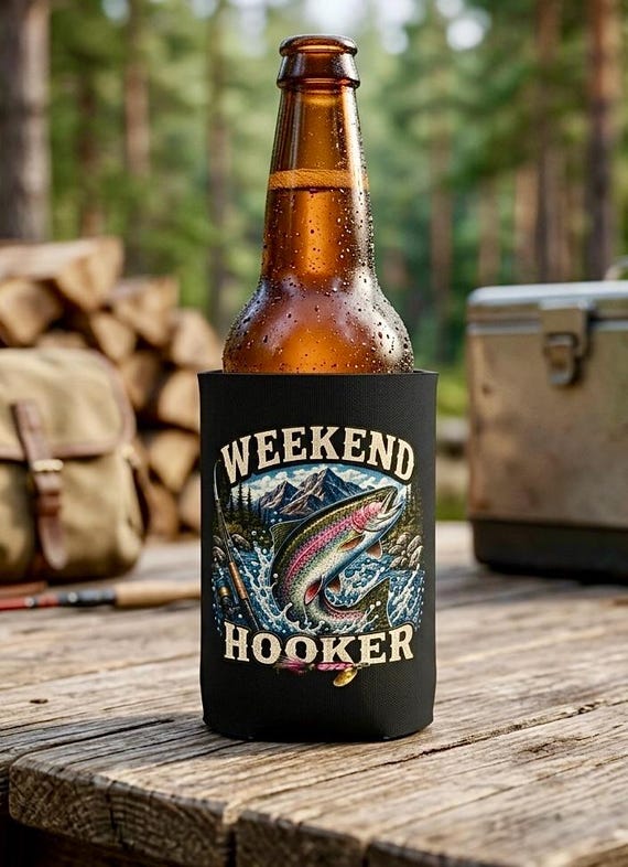 Funny Fishing Koozie, Rainbow Trout Can Cooler, Fishing Gift for Men Women additional view 4
