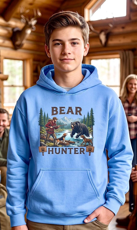Youth Bear Hunter Hoodie, Kids Hunting Sweatshirt additional view 4