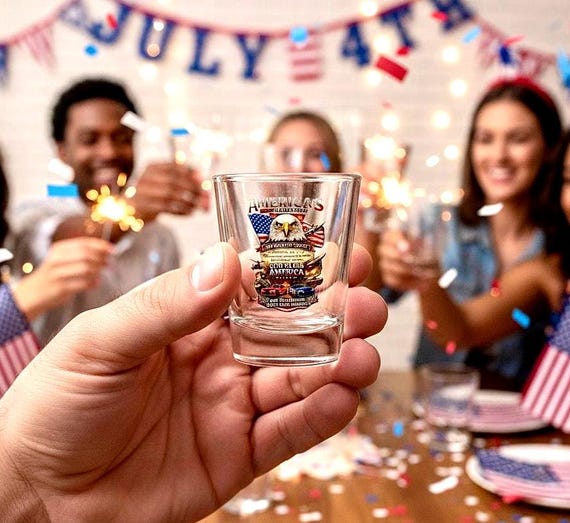Patriotic American Eagle 250th Shot Glass, 4th of July Barware additional view 2