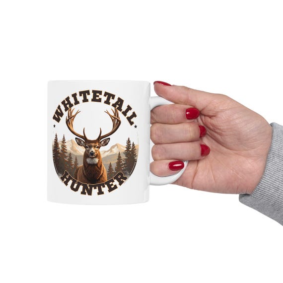 Whitetail Deer Hunter Mug, Deer Hunter Coffee Cup additional view 7