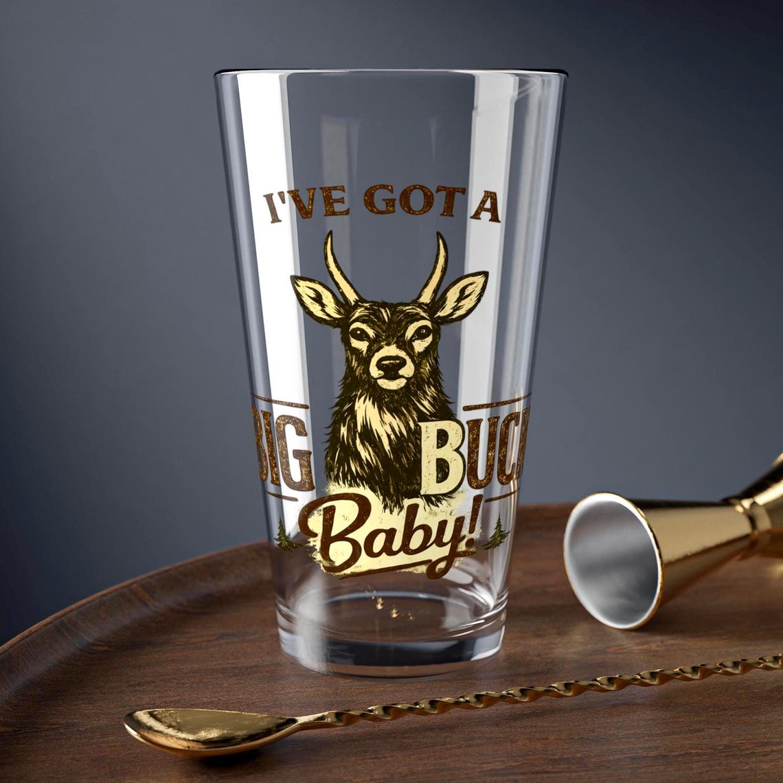 Funny Spike - Ive Got a Big Buck Baby Mixing Glass, 16oz product photo