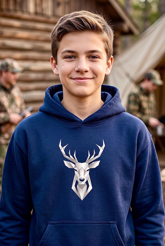 Whitetail Deer Youth Hoodie geometric buck product photo