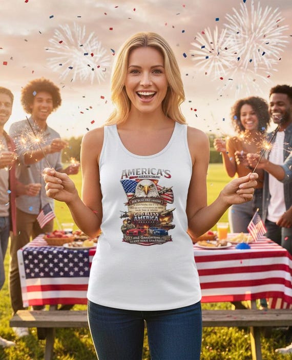 America 250th Anniversary Eagle Tank Top, Patriotic God Bless America Shirt additional view 5