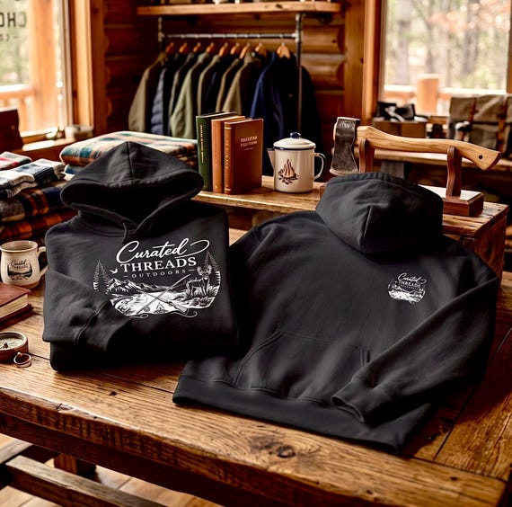 Curated Threads Outdoors Hoodie, Mountain Fishing Hunting Sweatshirt additional view 2