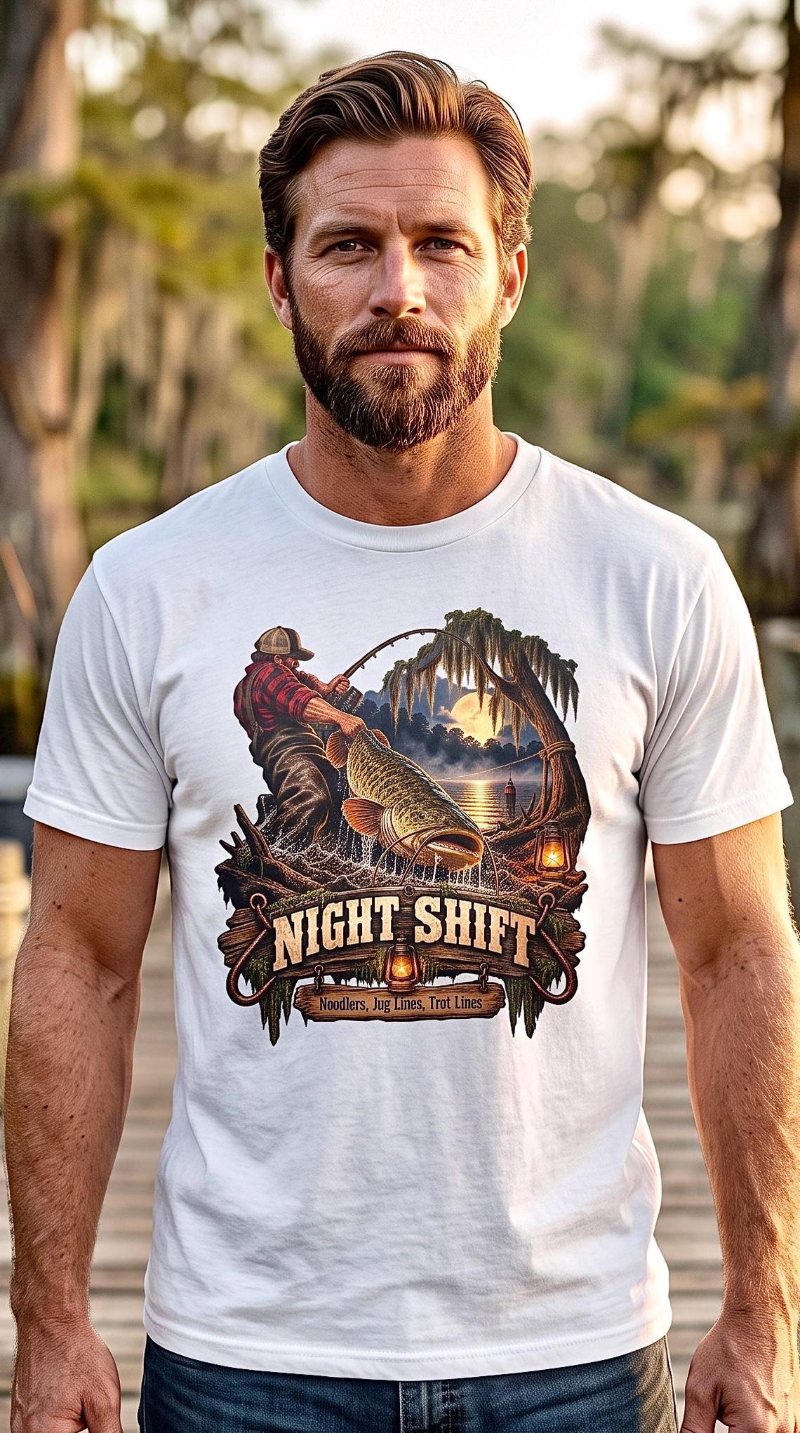 Night Shift Catfishing Tee noodler jug line trotline product photo